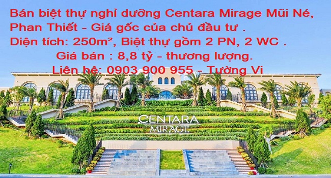 Bán biệt thự nghỉ dưỡng Centara Mirage Mũi Né, Phan Thiết - Giá gốc của CĐT